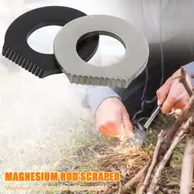 1pc Stainless Steel Outdoor Survival Camping Scraper Flint Bottle Opener Tools Fire Starter Lighter Camping Black