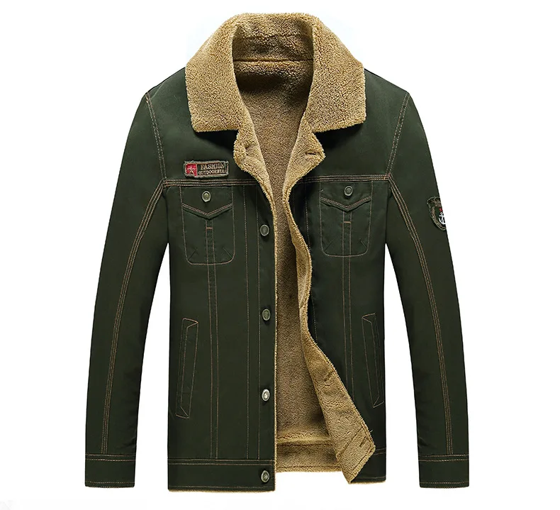 Новая мужская зимняя куртка пальто мужские джинсовые куртки Модные Качественные толстые теплые флисовые пальто с подкладкой одежда в Военном Стиле Прямая - Цвет: DDBE01 Green
