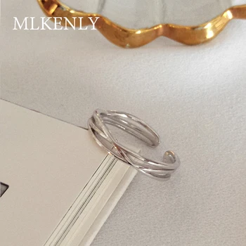 

MLKENLY 100% Real 925 Sterling Silver INS European style multi-layer weave vintage exaggerated female index finger opening ring