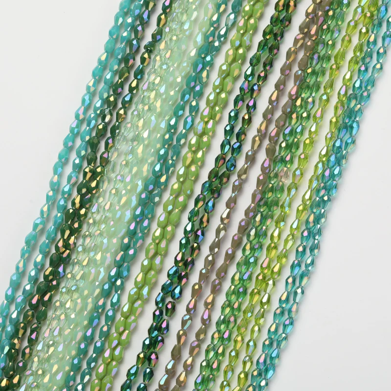 1 Strand 2x4mm Colorful Rice Drop Shape AB Coating Faceted Glass Beads for Jewelry Making Jewelry Diy Beads  Wholesale Jewelry