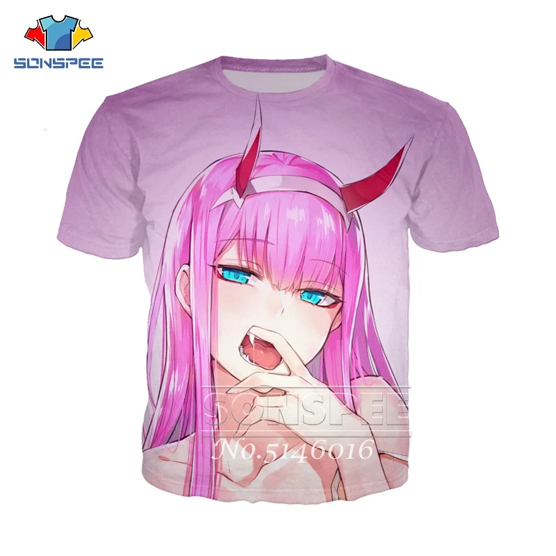 SONSPEE футболка унисекс с коротким рукавом летняя хараюку Darling in the FranXX аниме 3D принт