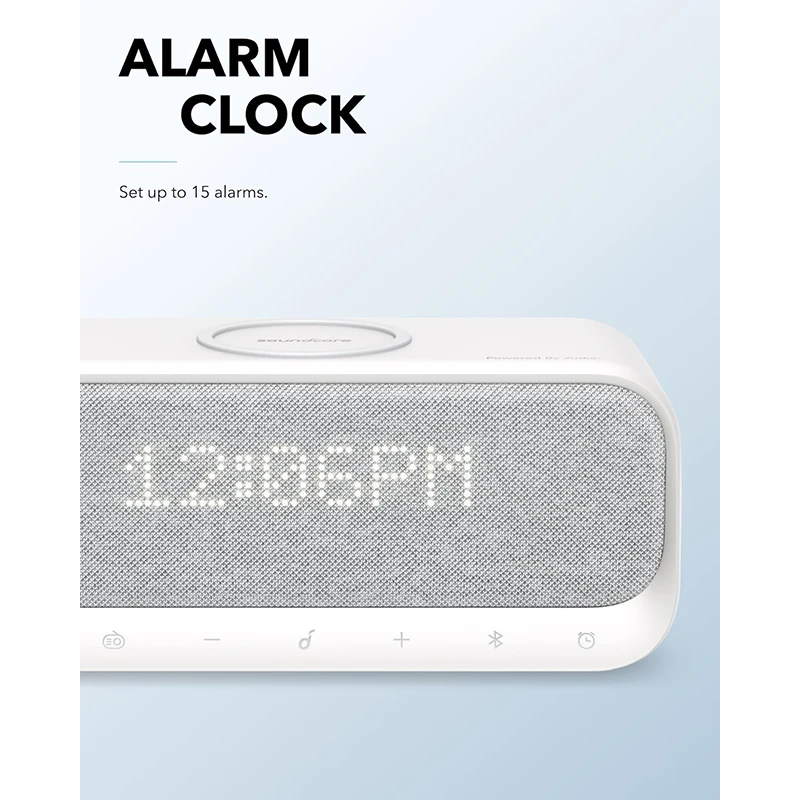 Soundcore Wakey Bluetooth колонки питание от Anker с будильником, стерео звук, fm-радио, белый шум