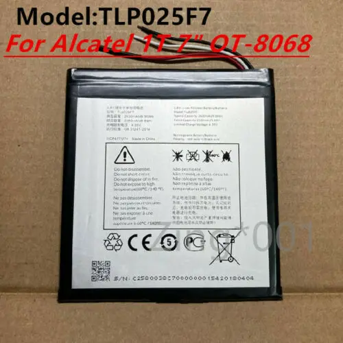 Новинка оригинальный аккумулятор TLP025F7 для планшетов Alcatel 1T 7 дюймов OT-8068 2630 мАч