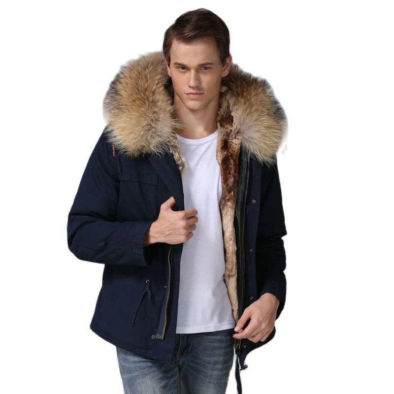 Parka corta de Color Natural para hombre, Abrigo forrado de piel chaqueta cálida de invierno|faux fur|fur linedfur fur - AliExpress