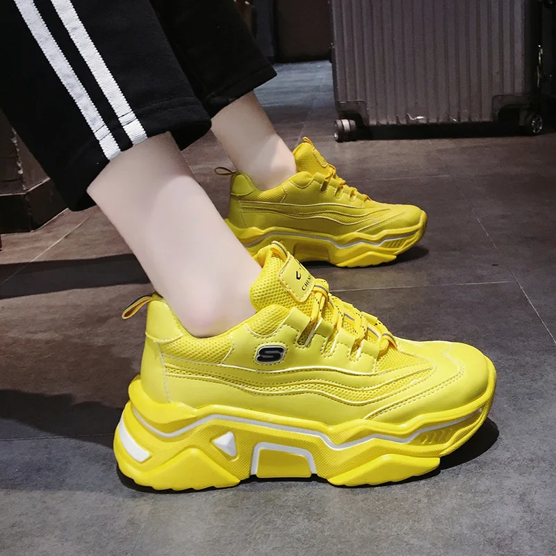 

AGUTZM Spring autumn New Fashion women casual breathable light shoes mesh lace up Thick Sole Jelly lace up Women Shoes A266