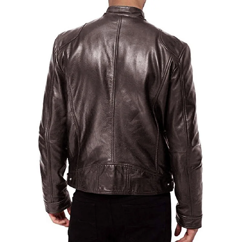 Мотоциклетная куртка, Мужская трендовая уличная куртка, защитный воротничок, водонепроницаемый, из искусственной кожи, приталенная куртка, Осень-зима, пальто в стиле хип-хоп