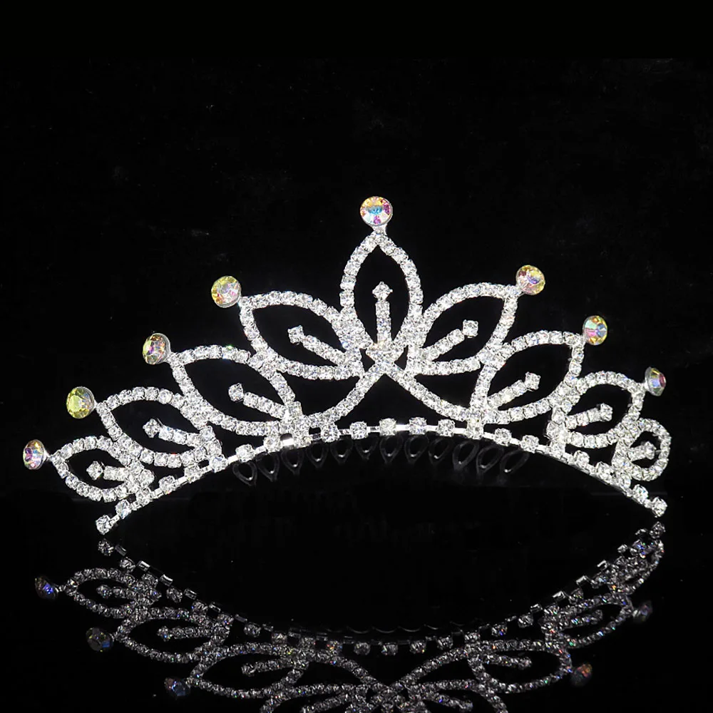 Принцесса Корона для девочек вечерние свадебная корона, диадема хрустальные цветочные свадебные аксессуары для волос и головы Ювелирные изделия Подарки - Окраска металла: 11