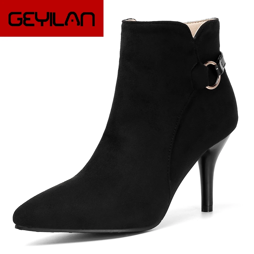 

2019 Fashion Dropship Plus Size 30-48 Zip Up Ankle Boots Women Shoes Thin High Heels Lady Shoes Woman Boots Female