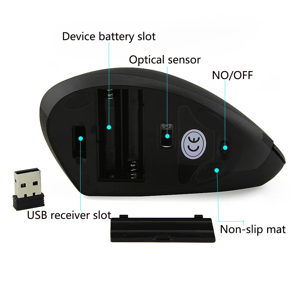 CHUYI Ergonomic Vertical Wireless Mouse Computer Colorful LED Gaming Mice 1600DPI USB Optical 5D Healthy Mause With Mouse Pad