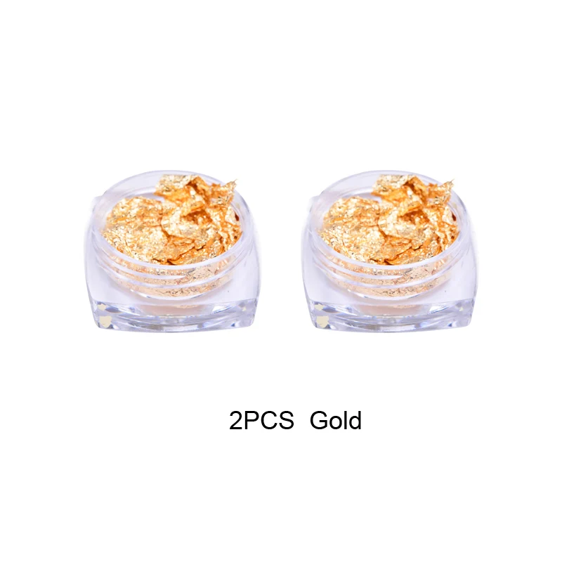2pcs Gold 6 коробок, Золотой Серебряный ноготь, художественная фольга, бумага, неправильные Алюминиевые наклейки для ногтей, для маникюра, 3D блеск, Гель-лак, украшение для ногтей - Цвет: 2pcs Gold