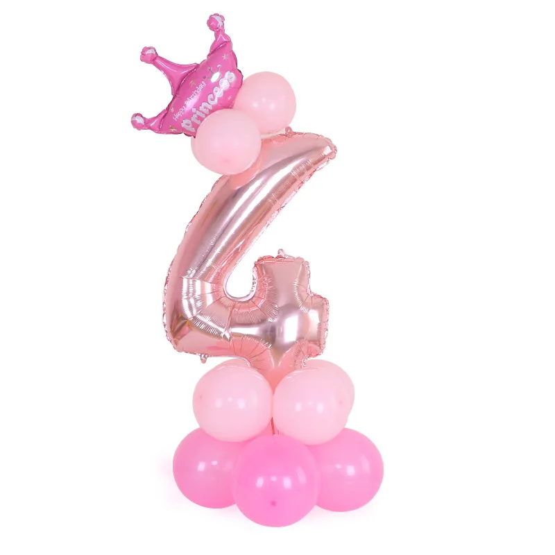 Rose Gold-4 DouFan/1 комплект, синий, розовый шар с цифрами, шар с днем рождения, шар на день рождения, украшение для вечеринки, Детские вечерние шары с цифрами для мальчиков и девочек - Цвет: Rose Gold-4
