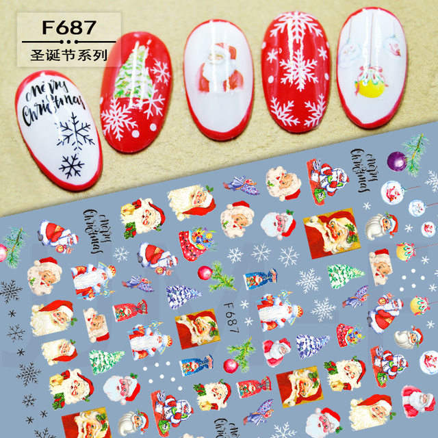 Christmas and Halloween Nail Art Sticker Bow Elk Snowflake Star Nail Slider Skull Lips Snake Nail Art Decal