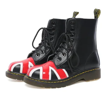 

2019 Luxury Genuine Leather Retro Ankle Boots Booties Detachable Designers National Flag Women Woman Pumps Wearing Round Toe