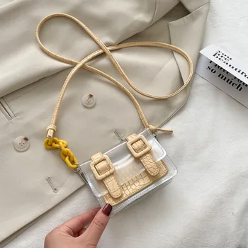 

Mini Stone Pattern Flap PU Leather Crossbody Bags For Women 2020 Sac A Main Femme Shoulder Bag Designer Transparent Handbags