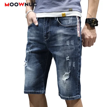 

Streetwear Short Jeans For Men 2020 Summer Sweatpants Hip Hop Denim Knee length Trousers Casual Pants Male Fit Designer Straight