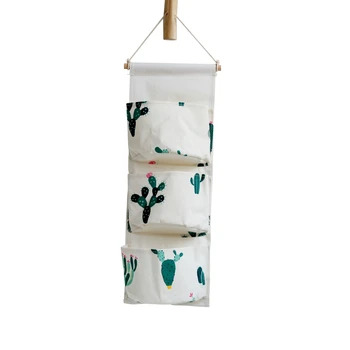 

Hanging bag storage bag - white background with green cactus