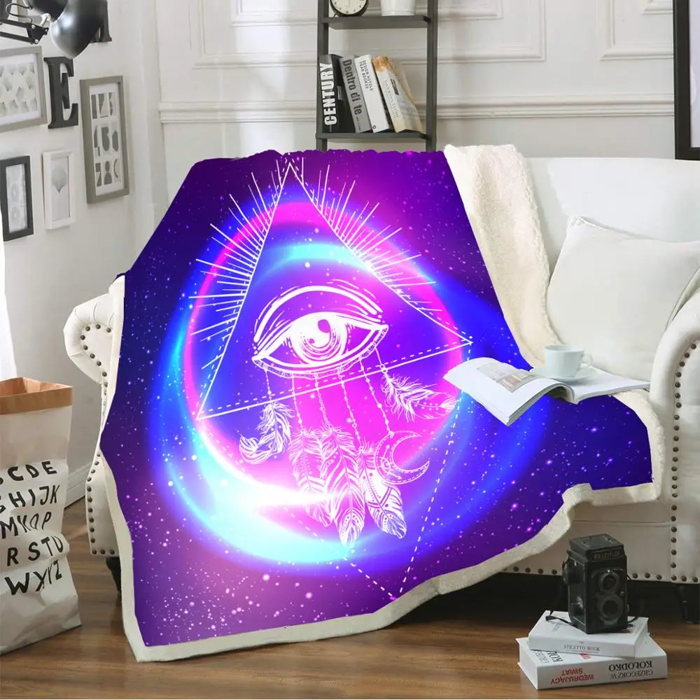 

Galaxy Coral Fleece Blanket Eye Pattern Blanket Dreamcatcher Bohemian Sherpa Blanket Sofa Bed Warm Blanket Kid Bedding 150x200cm