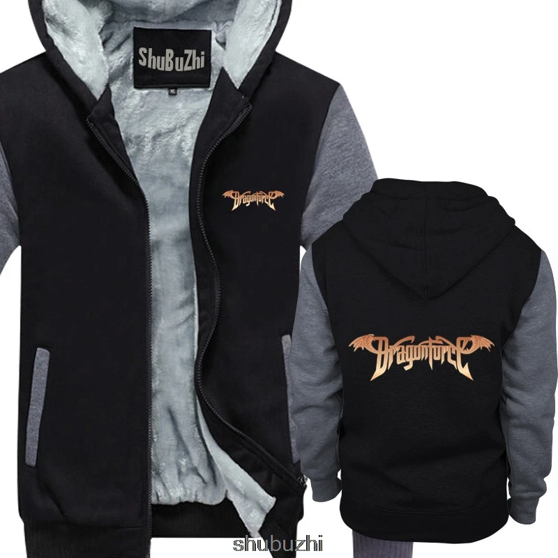 Dragonforce логотип Для мужчин s Black Rock Толстая с капюшоном Для мужчин; плотные толстовки с капюшоном мужские худи фирменный зимнее плотное пальто sbz3305