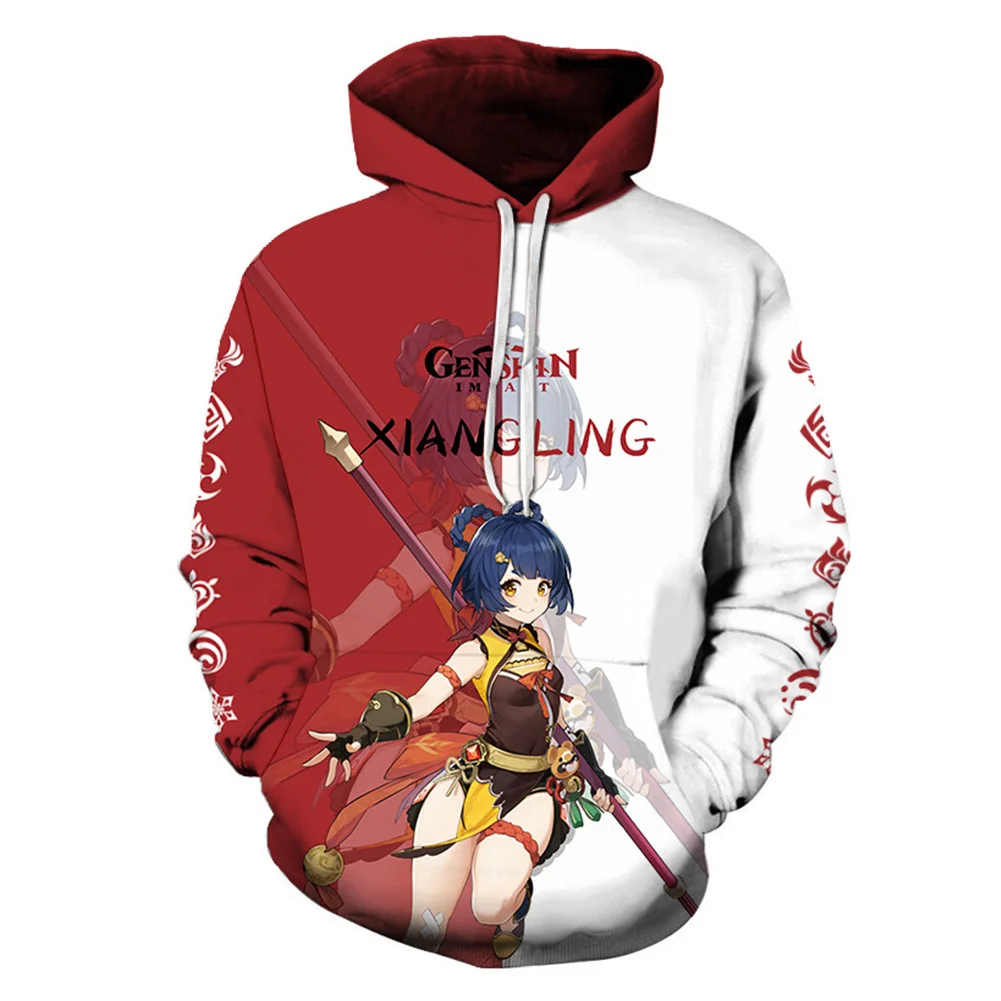 Genshin Impact Cosplay Hoodie 3D Ʈ ĵ Ƽ   ĳ־ ƮƮ Ǯ