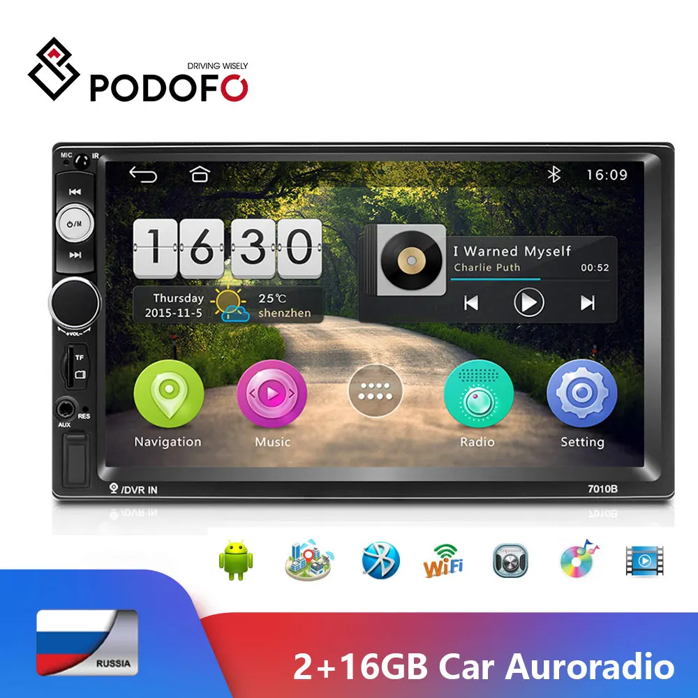Автомагнитола Podofo 7 &quot Android 2 din GPS Wi Fi Bluetooth автомобильный мультимедийный