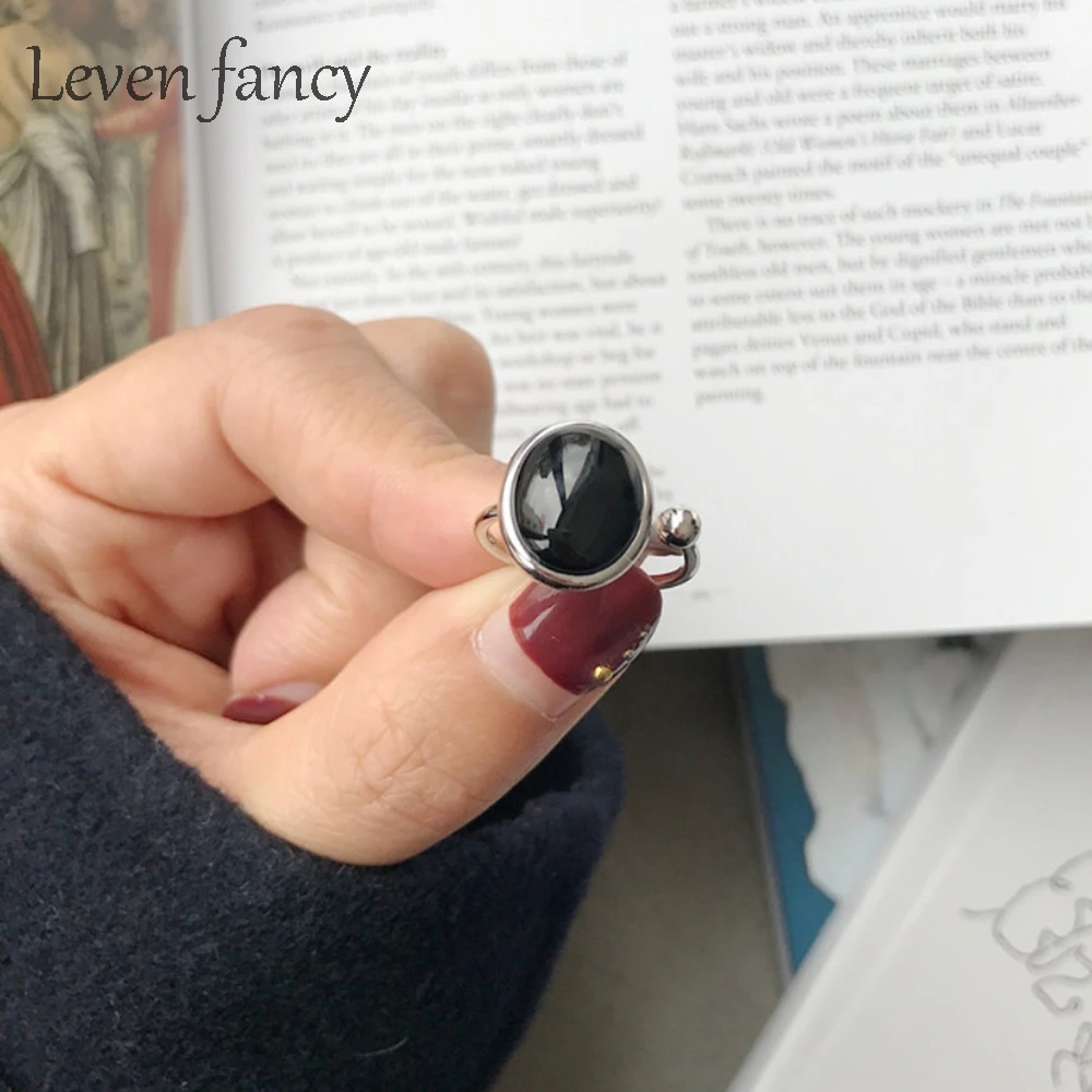 Стерлинговое Серебро 925 в стиле панк овальный черный агат драгоценный камень