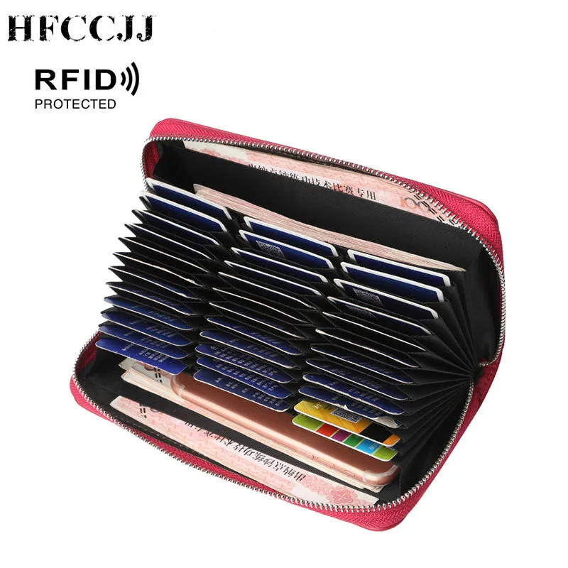 

NEW Unisex Genuine Leather RFID Blocking Men's Wallet Leather Credit Card Holder Zipper Pocket HC240