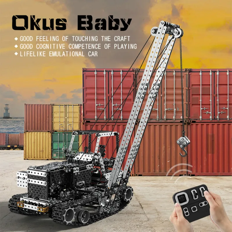 Newest 2.4G 10CH RC Crane DIY Stainless Steel Assemble Vehicle Dump Truck Metal RC Car Model Assembly Toys For Kids