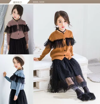 

2 3 4 5 6 Y Toddler Girls Sweaters Fashion Mesh Stitching Knit Cardigan Kids Clothing 2019 Autumn Girls Sweater Girls Cardigan