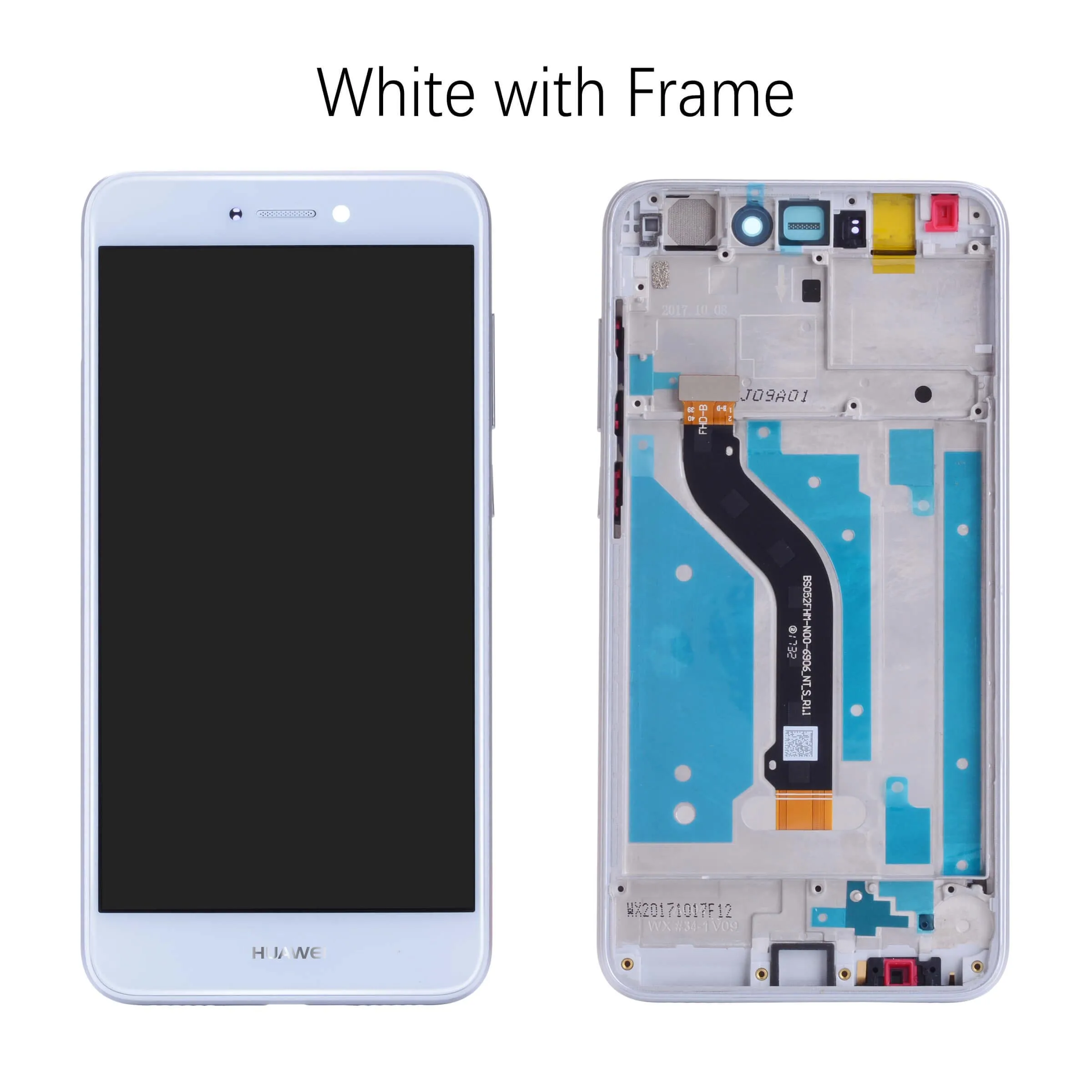 Дисплей для HUAWEI P8 Lite LCD в сборе с тачскрином на рамке 5.2'' черный белый золото синий - Цвет: with Frame White