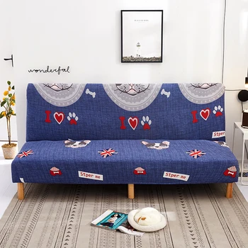 

2019Blue Stretch Elastic 160-190cm No Armrest Sofa Cover Slip Cover Polyester Spandex Parlour Living Room