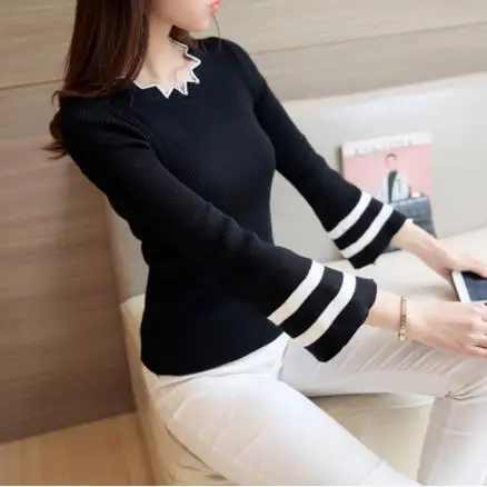 На осень-зиму pull femme blusa Трикотажные сексуальные женские вязаный свитер Женский Длинные рукава дамы тонкий Детский комбинезон S610
