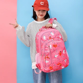 

High Quality Nylon Cartoon Image Print High Capacity Backpack Waterproof Fashion Casual School Bags For Girls Cute Children Bag