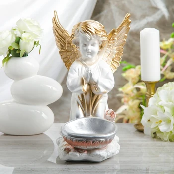 

Figurine "Angel with a bowl", white-gold, 34 cm