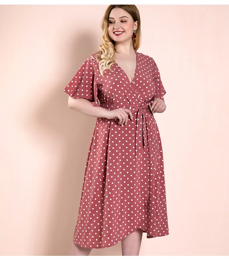 dot cinto com decote em v vestido longo 3xl 4xl 5xl 6xl