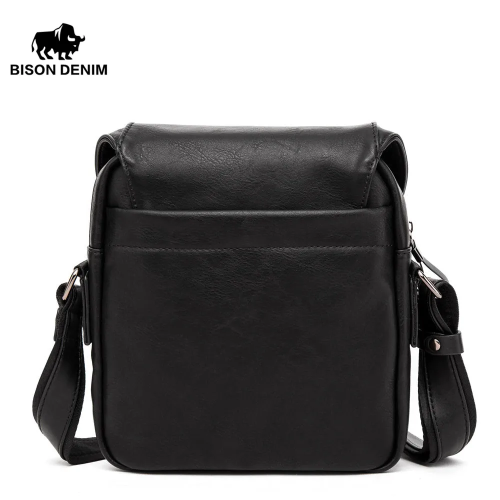 BISON DENIM модная мужская сумка из искусственной кожи Мужская маленькая через плечо