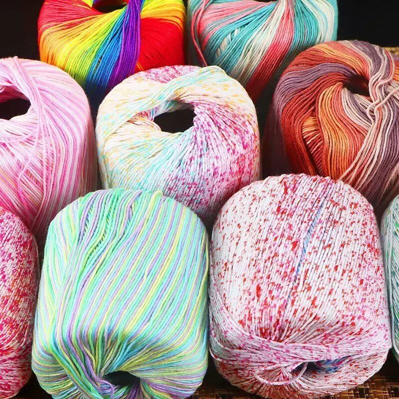 50g/ball Colorful Lace Cotton Yarn Segmental Dyeing Gradient Yarn For Hand Knitting Crochet Garment Doll Baby knitting yarn,cotton yarn,cotton knitting yarn,cotton wool yarn