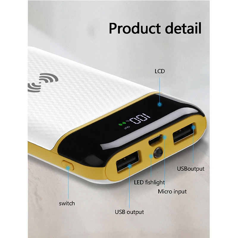 Быстрая зарядка Беспроводная зарядка power Bank 20000 мАч внешняя батарея портативное зарядное устройство для мобильного телефона универсальное зарядное устройство 2 USB