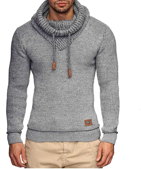 

ZOGAA Sweater Men 2019 Brand Male Long Sleeve Solid Color Hooded Mens Sweater Men Fashion Casual Gray Black Slim Mens Sweaters