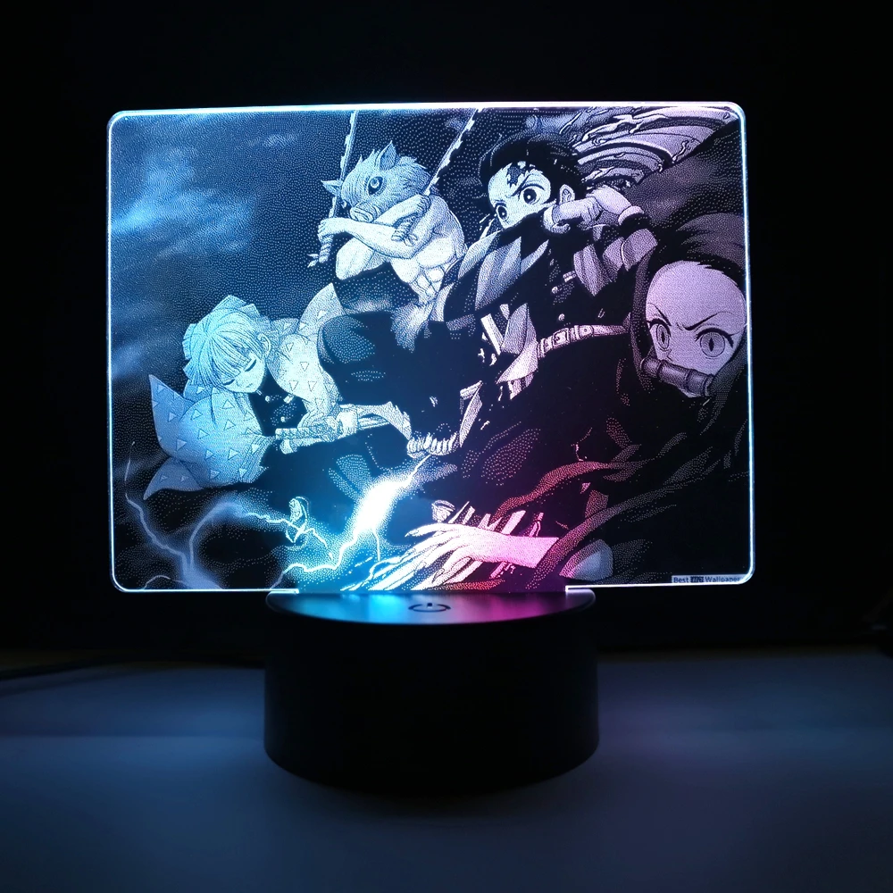 

Anime Demon Slayer 3d LED Lamp Dual Color for Child Room Decor Birthday Gift Manga Kimetsu No Yaiba Two Tone LED Table Light