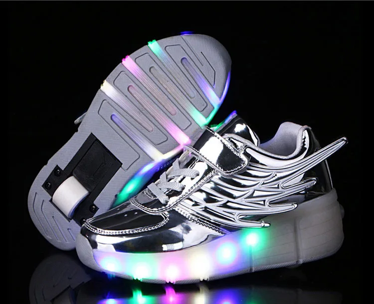 Heelys USB зарядка светодиодный Красочные Дети Мода кроссовки с одного колеса роликовые коньки обувь для мальчиков и девочек