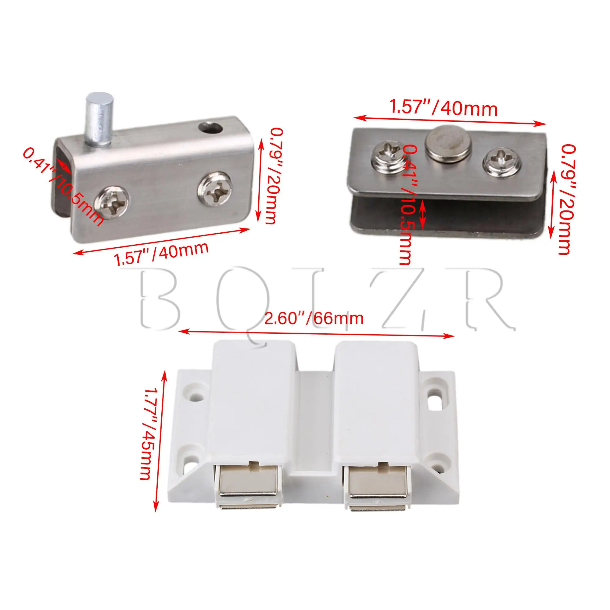 BQLZR Pair Double Door Set Glass Door Pivot Hinge Set Strike