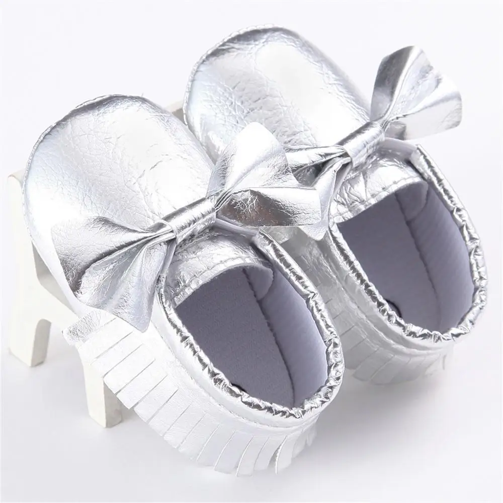 Baby Bow Shoes-F НОВАЯ РОЖДЕСТВЕНСКАЯ обувь с блестками для новорожденных и маленьких девочек; обувь с кисточками и бантиком; нескользящие кроссовки для детей 0-24 месяцев - Цвет: Baby Bow Shoes-F
