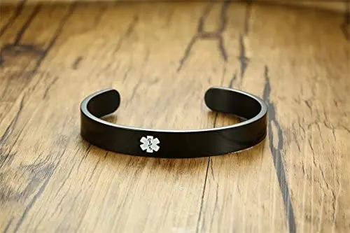 Braccialetto Medico Personalizzato In Acciaio Inossidabile - Allerta Emergenza Regolabile - Foto 9