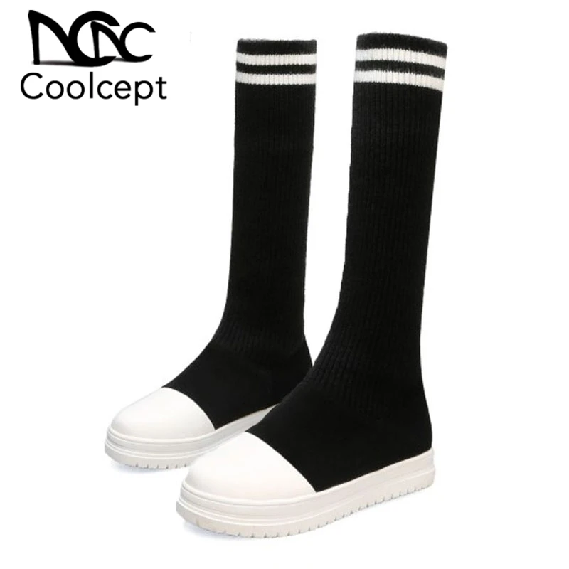 Женские зимние сапоги CoolCept до колена с круглым носком на плоской подошве