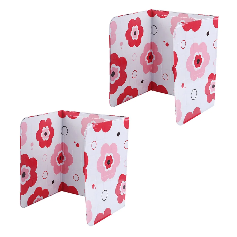 2pcs Red Flower Kitchen Oil Plate Damper Practical Heat-insulation Aluminum Foil Oil Splash Oil Splatter Shield Board Screen Kitchen Tool - Цвет: 2pcs Red Flower