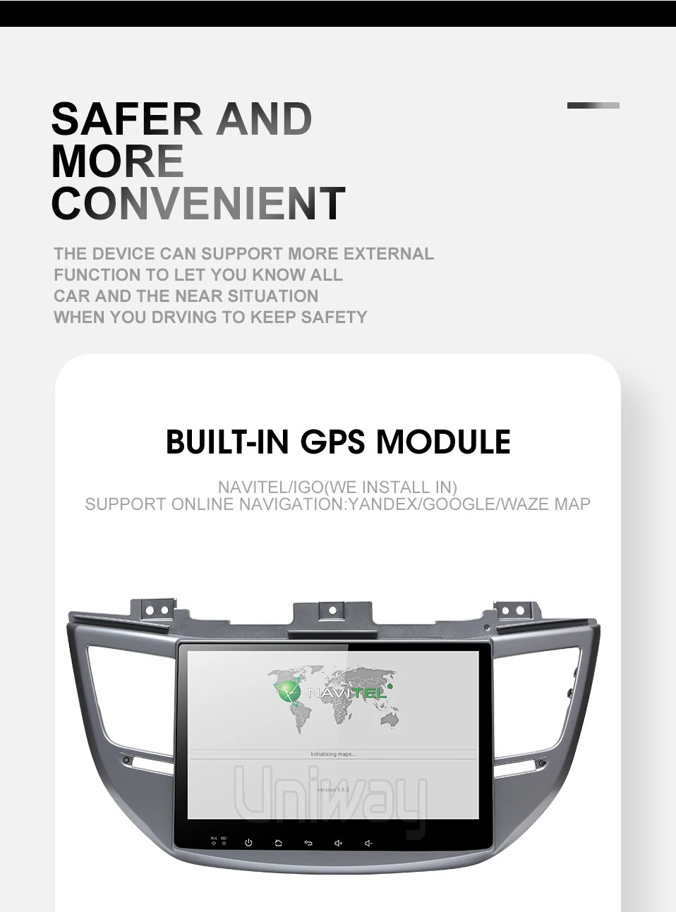Uniway AXTS1071 2G+ 3 2G android 9,0 автомобильный dvd для hyundai Tucson/IX35 мультимедиа автомобильный Радио gps навигация