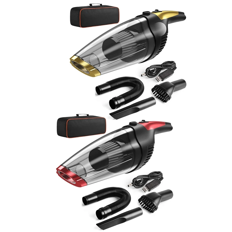 US $47.99 2 Set Powerful Suction Portable Vacuum Cleaner For Home And Car Lightweight Wireless Vacuum Cleaner Red Gold