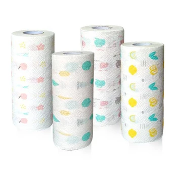 

4x Volumes Disposable Washable Household Printing Lazy Rag Kitchen Wet and Dry Non-Woven Cloth Rag Ran Colors