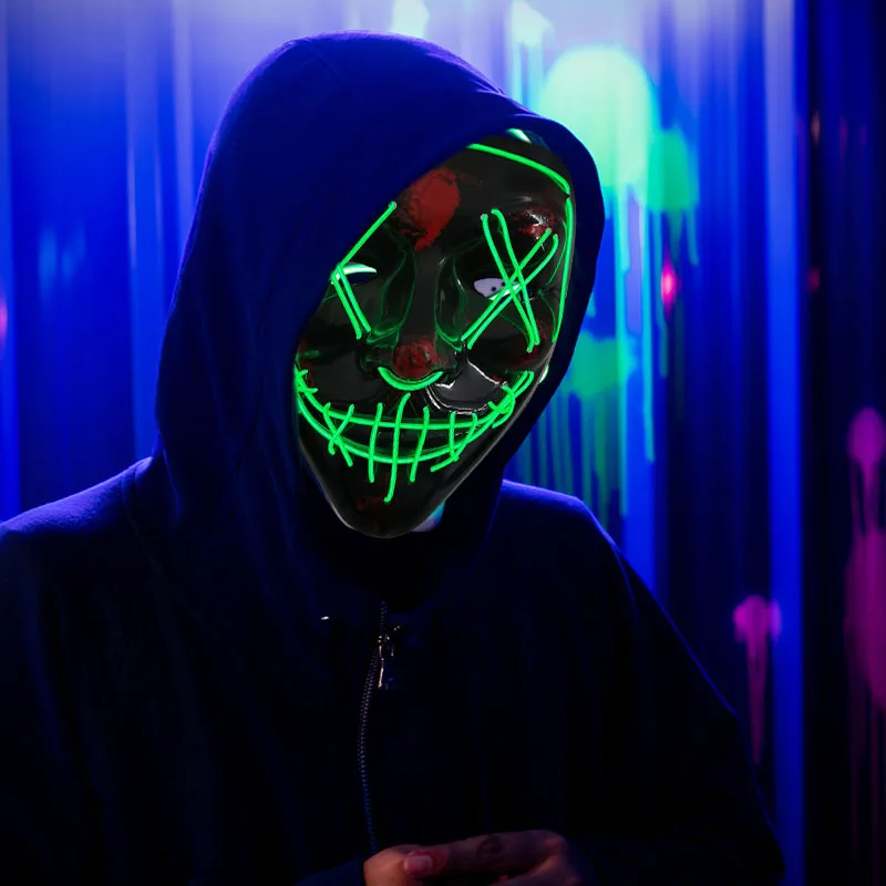 Beschietingen dans Profeet Halloween Neon Lights Mask | Led Light Mask Party | Cosplay Costume  Supplies - Halloween - Aliexpress