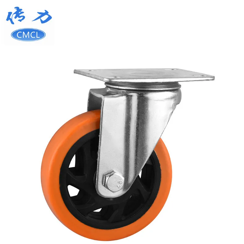 

Cross Border 4-Inch Medium Eyelet Truckle Orange PVC Flat Live Truckle Air Box Universal Wheel Handcart Wheels
